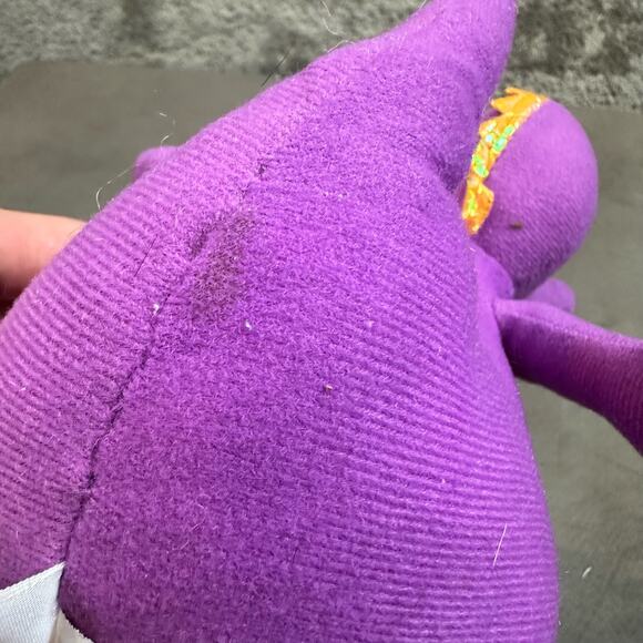 Vintage Petting Zoo Plush Duke Dinosaur Dragon Purple Yellow Standing 1994 - Picture 8 of 11